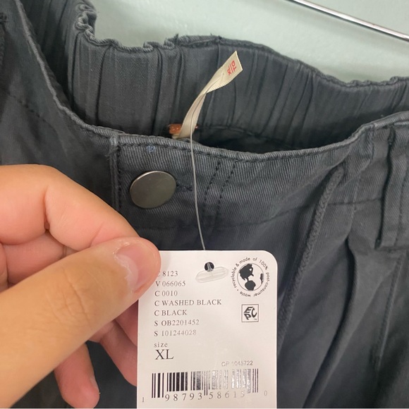 Free People Wide Leg Julien Chino Trousers Pants Baggy Slouchy XL Black - Picture 4 of 7